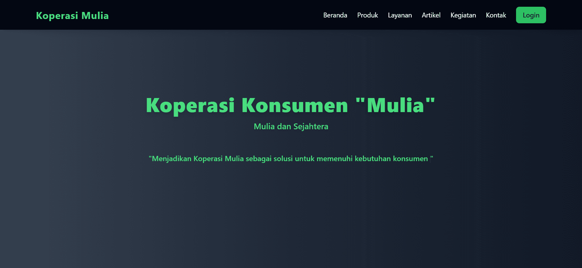 Website Koperasi Konsumen "Mulia"